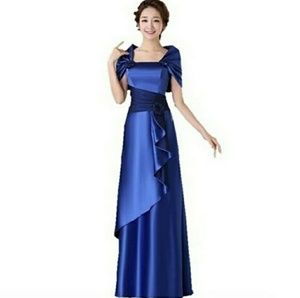 Long Blue Satin Prom/Evening/Party Dress